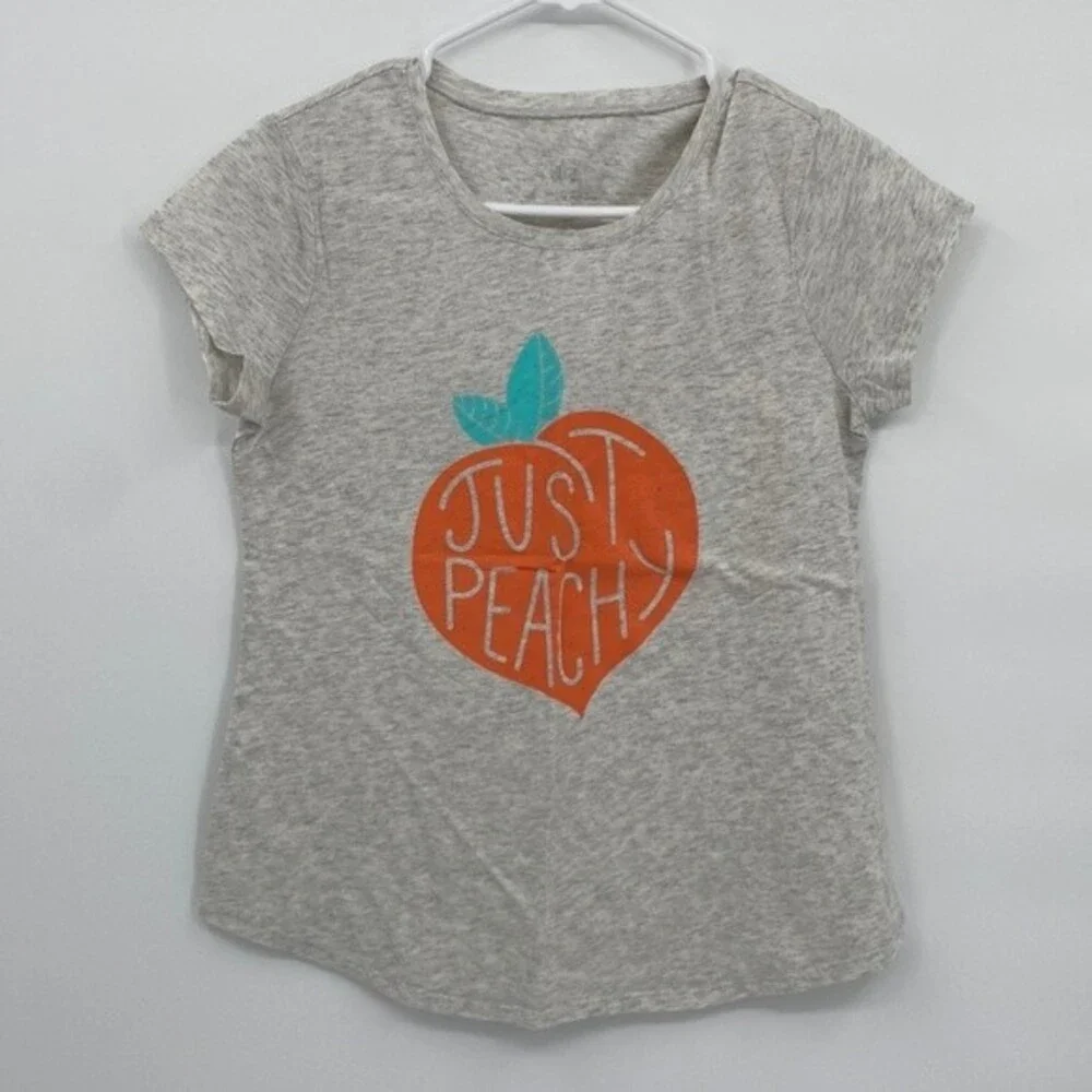 Justice Girls Gray Peach Just Peachy Graphic Tee Shirt size 14/16 plus